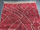 Handwoven Red Moroccan Rug – Custom Wool Berber Love Rug with Heart Motif – Shaggy Boho Carpet – Handmade Deep Red Floor Art rug by 100kends