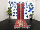Custom Red Striped Wool Runner Rug – Handmade Moroccan Boho Hallway Rug, Tribal Ethnic Narrow Rug, Berber Long Floor Mat by 100kends