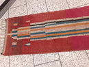 Custom Red Striped Wool Runner Rug – Handmade Moroccan Boho Hallway Rug, Tribal Ethnic Narrow Rug, Berber Long Floor Mat by 100kends