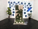 Abstract Green & Cream Morocan Wool Runner Rug – Handmade Berber Art Carpet – Custom Sizes Available, Modern Minimalist Wool Rug by 100kends