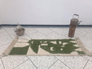 Abstract Green & Cream Morocan Wool Runner Rug – Handmade Berber Art Carpet – Custom Sizes Available, Modern Minimalist Wool Rug by 100kends