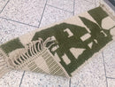 Abstract Green & Cream Morocan Wool Runner Rug – Handmade Berber Art Carpet – Custom Sizes Available, Modern Minimalist Wool Rug by 100kends