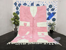Custom Moroccan Rug - Pink and White Abstract Wool Rug - Handmade Soft Fluffy Carpet - Geometric Pastel Area Rug - Custom Sizes available