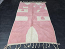 Custom Moroccan Rug - Pink and White Abstract Wool Rug - Handmade Soft Fluffy Carpet - Geometric Pastel Area Rug - Custom Sizes available
