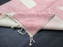 Custom Moroccan Rug - Pink and White Abstract Wool Rug - Handmade Soft Fluffy Carpet - Geometric Pastel Area Rug - Custom Sizes available