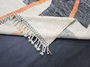 Custom Moroccan Rug - Abstract Blue Orange Wool Rug - Modern Berber Geometric Carpet - Handwoven Minimalist Artisanal Boho Cozy Decor