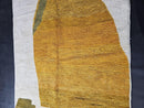 Custom Moroccan Wool Rug - Abstract Modern Carpet, Handwoven Minimalist Mountain Design - Yellow, White & Olive Green Boho Style by 100kends