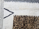 Modern Moroccan Wool Rug - Handwoven Cream, Brown, Grey & Blue Mrirt Rug - Custom Cozy Minimalist Boho Geometric Abstract Wool Carpet