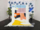 Custom Moroccan Mrirt Rug - Abstract Modern Wool Rug - Colorful Yellow Blue Orange Pink Rug - Handmade Boho Vibrant Geometric Area Rug