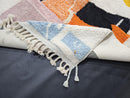 Custom Moroccan Mrirt Rug - Abstract Modern Wool Rug - Colorful Yellow Blue Orange Pink Rug - Handmade Boho Vibrant Geometric Area Rug