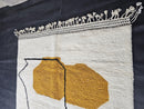 Custom Moroccan Mrirt Rug - Blue Abstract Wool Rug - Yellow Accent Modern Art Rug - Handmade Minimalist Boho Wool Carpet by 100kends