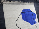 Custom Moroccan Mrirt Rug - Blue Abstract Wool Rug - Yellow Accent Modern Art Rug - Handmade Minimalist Boho Wool Carpet by 100kends