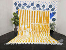 Custom Morocan Mrirt Wool Rug, Yellow White Abstract Area Rug, Handmade Geometric Wool Rug, Modern Minimalist Custom Area Carpet by 100kends
