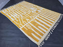 Custom Morocan Mrirt Wool Rug, Yellow White Abstract Area Rug, Handmade Geometric Wool Rug, Modern Minimalist Custom Area Carpet by 100kends
