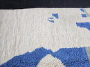 Custom Moroccan Wool Mrirt Rug - Modern Abstract Blue White Rug - Handmade Luxury Area Rug - Minimalist Contemporary Boho Decor Carpet