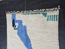 Custom Moroccan Wool Mrirt Rug - Modern Abstract Blue White Rug - Handmade Luxury Area Rug - Minimalist Contemporary Boho Decor Carpet