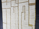 Custom Moroccan Mrirt Rug - Modern Abstract Handmade Wool Rug - White and Gold Geometric Berber Rug - Minimal Boho Wool Area Rug Decor