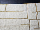Custom Moroccan Mrirt Rug - Modern Abstract Handmade Wool Rug - White and Gold Geometric Berber Rug - Minimal Boho Wool Area Rug Decor