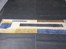 Custom Moroccan Runner Rug, Abstract Wool Runner rug, Handmade Modern Rug, Blue Yellow Runner rug, Geometric Berber Mrirt Carpet by 100kends