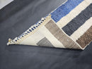 Custom Moroccan Runner Rug, Abstract Wool Runner rug, Handmade Modern Rug, Blue Yellow Runner rug, Geometric Berber Mrirt Carpet by 100kends