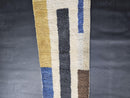 Custom Moroccan Runner Rug, Abstract Wool Runner rug, Handmade Modern Rug, Blue Yellow Runner rug, Geometric Berber Mrirt Carpet by 100kends
