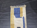 Custom Moroccan Runner Rug, Abstract Wool Runner rug, Handmade Modern Rug, Blue Yellow Runner rug, Geometric Berber Mrirt Carpet by 100kends
