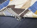 Custom Moroccan Mrirt Rug - Handmade Wool Rug with Geometric Blue Yellow Brown Abstract Boho Pattern - Soft Shaggy Area Carpet by 100kends