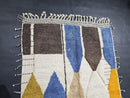 Custom Moroccan Mrirt Rug - Handmade Wool Rug with Geometric Blue Yellow Brown Abstract Boho Pattern - Soft Shaggy Area Carpet by 100kends