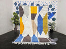 Custom Moroccan Mrirt Rug - Handmade Wool Rug with Geometric Blue Yellow Brown Abstract Boho Pattern - Soft Shaggy Area Carpet by 100kends