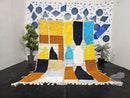 Custom Moroccan Rug - Abstract Wool Runner in Yellow, Blue & Orange - Geometric Boho Carpet - Handmade Tribal Area Floor Decor by 100kends