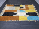 Custom Moroccan Rug - Abstract Wool Runner in Yellow, Blue & Orange - Geometric Boho Carpet - Handmade Tribal Area Floor Decor by 100kends