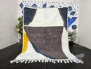 Custom Moroccan Rug - Handmade Wool Area Rug, Abstract Geometric Carpet, Soft Plush Modern Decor in Gray, White & Yellow rug by 100kends