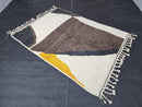 Custom Moroccan Rug - Handmade Wool Area Rug, Abstract Geometric Carpet, Soft Plush Modern Decor in Gray, White & Yellow rug by 100kends