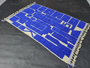 Custom Royal Blue Moroccan Mrirt Wool Rug - Abstract Geometric Modern Boho Area Carpet - Handmade Bold Cobalt Blue Wool Floor Decor carpet