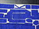 Custom Royal Blue Moroccan Mrirt Wool Rug - Abstract Geometric Modern Boho Area Carpet - Handmade Bold Cobalt Blue Wool Floor Decor carpet