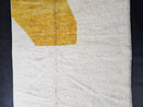 Modern Wool Area Rug, Handmade Moroccan Wool Rug with Abstract Geometric Pattern, Minimalist Yellow White Carpet, Artistic Berber Decor rug