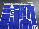 Custom Royal Blue Moroccan Mrirt Wool Rug - Abstract Geometric Modern Boho Area Carpet - Handmade Bold Cobalt Blue Wool Floor Decor carpet