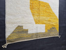 Modern Wool Area Rug, Handmade Moroccan Wool Rug with Abstract Geometric Pattern, Minimalist Yellow White Carpet, Artistic Berber Decor rug