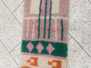 Colorful Moroccan Wool Runner Rug – Abstract Berber Handmade Rug with Pink, Green & Orange Patterns | Hallway Morocan Runner rug by 100kends