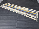 Custom Moroccan Runner Mrirt Rug – Blue Yellow Striped Wool Rug | Handwoven Hallway Berber Rug | Modern Cozy Thin Runner rug by 100kends