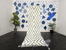 Custom Black White Wool Moroccan Runner Rug - Diamond Pattern Mrirt Carpet - Handmade Geometric Hallway Rug - Long Boho Berber Decor rug