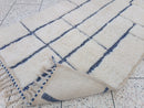 Custom Moroccan Rug – Handmade Wool Berber Carpet, White and Blue Abstract Tribal Azilal Rug, Large Authentic Bohemian Area Rug by 100kends