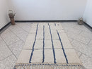 Custom Moroccan Rug – Handmade Wool Berber Carpet, White and Blue Abstract Tribal Azilal Rug, Large Authentic Bohemian Area Rug by 100kends