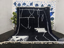 Modern Abstract Moroccan Rug – Custom Black & White Berber Carpet – Handmade Wool Beni Ourain Area Rug – Large Minimalist Design by 100kends