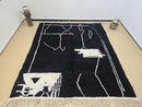Modern Abstract Moroccan Rug – Custom Black & White Berber Carpet – Handmade Wool Beni Ourain Area Rug – Large Minimalist Design by 100kends
