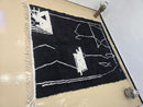 Modern Abstract Moroccan Rug – Custom Black & White Berber Carpet – Handmade Wool Beni Ourain Area Rug – Large Minimalist Design by 100kends