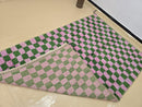Custom Checkered Moroccan Wool Rug – Handmade Berber Wool Carpet – Modern Green & Purple Checkerboard Area Rug – Large Oushak Rug