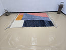 Custom Moroccan Wool Rug – Handwoven Shaggy Blue & Terracotta Berber Carpet – Modern Abstract Color Block Area Rug by 100kends