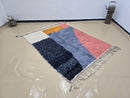 Custom Moroccan Wool Rug – Handwoven Shaggy Blue & Terracotta Berber Carpet – Modern Abstract Color Block Area Rug by 100kends