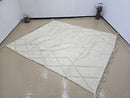 Handmade Moroccan Cream Wool Rug – Neutral Berber Chevron Carpet for Living Room & Bedroom | Minimalist Japandi Scandinavian Home Décor